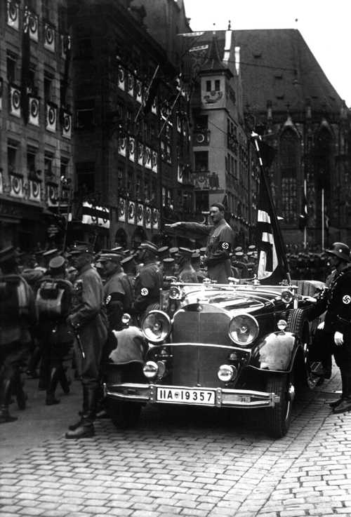 Parade of SA troops past Hitler