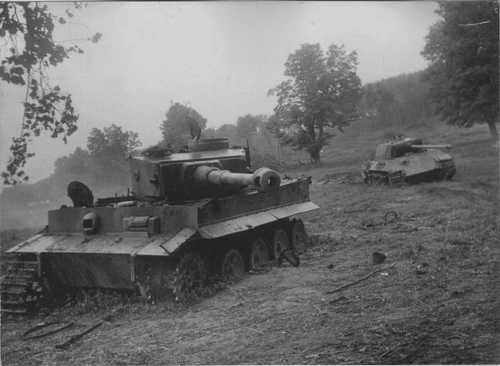 Knocked-out german tanks