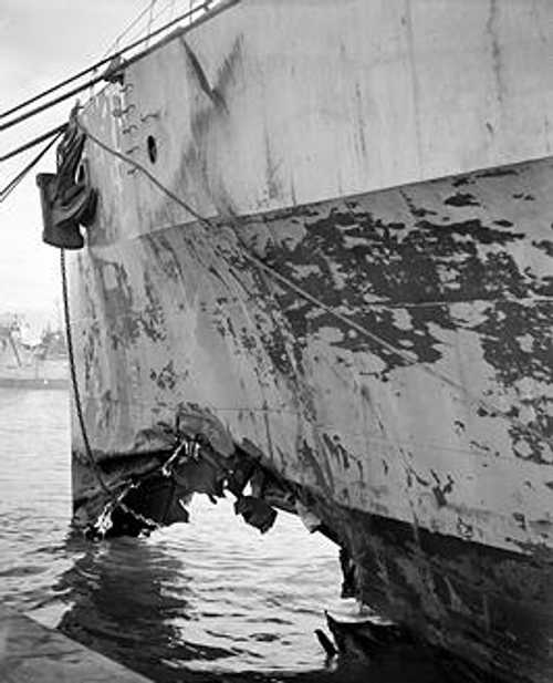 HMS Argonaut damaged
