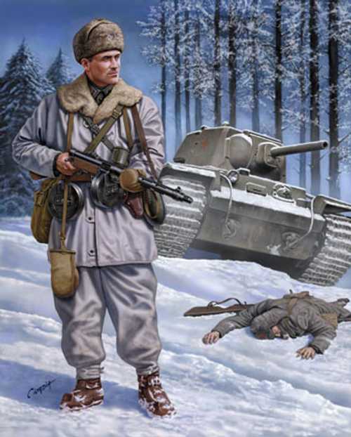 Finnish Soldier; Snow Suit, Suomi M31.