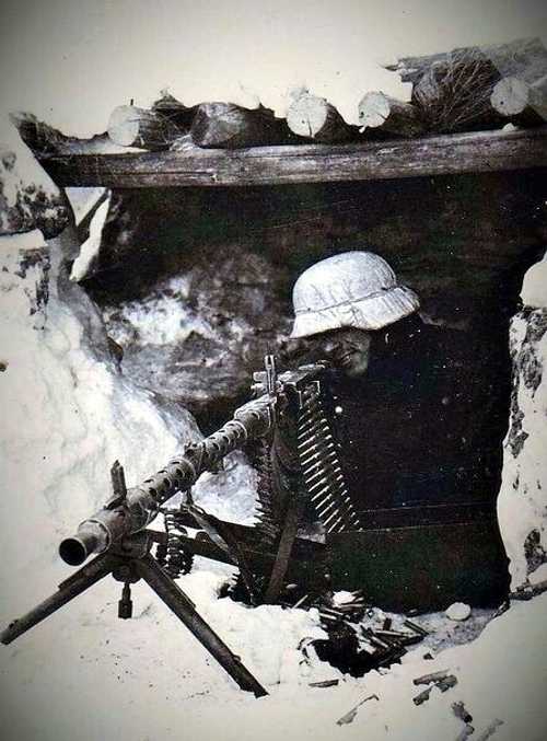Machine gun nest in snow