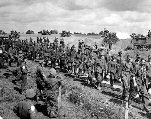 Column of POWs in Normandy