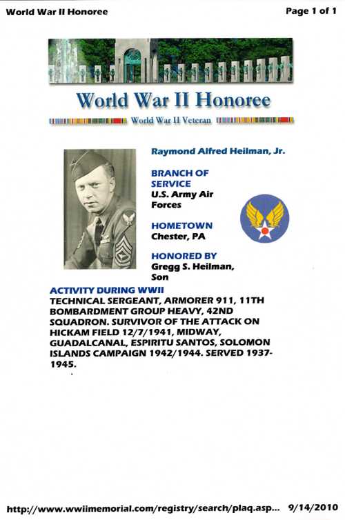 My father T/Sgt. Raymond Heilman