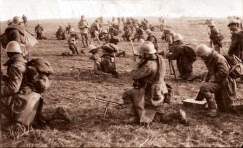 Infantry preparing for attack.