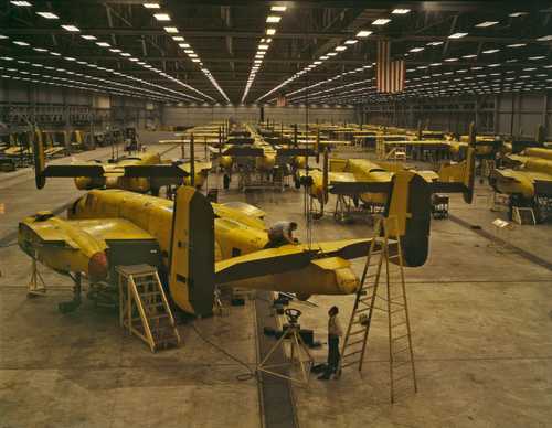 Assembling B-25 Bombers
