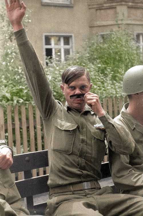 U.S. soldier mocking Hitler