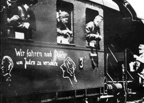 German soldiers on the way to Poland. The inscript