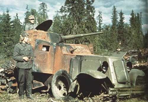 Finnish soldiers with captured soviet vechile