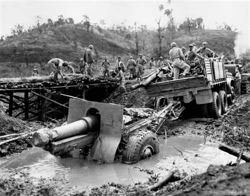 Howitzer stuck in a hole