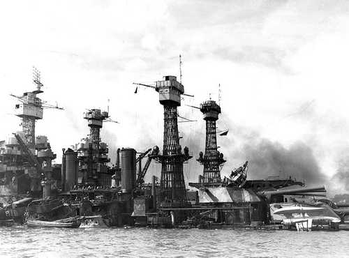 The sunken USS West Virginia