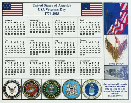 American Veterans Day Calendar for 2015