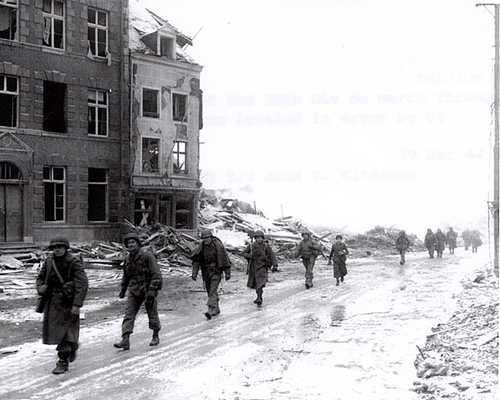 American soldiers in bombed-out Malmedy
