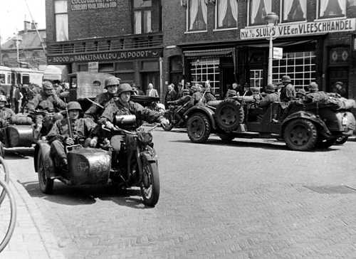 Motorized troops in town