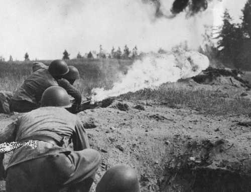Finnish flamethrowegun against the Soviet bunker.