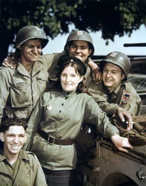 Troops with Female Russian Soldier