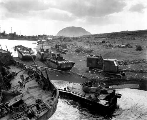 Wreckage at Iwo Jima