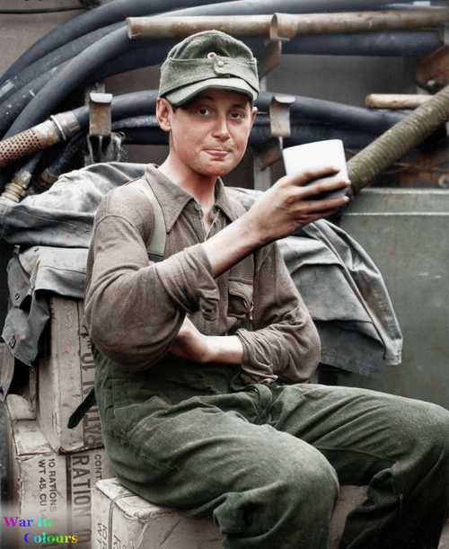 A young German soldier taken as a POW, 1944