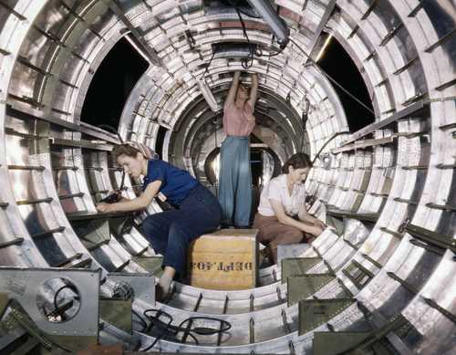 Women Work in Aircraft Fuselage