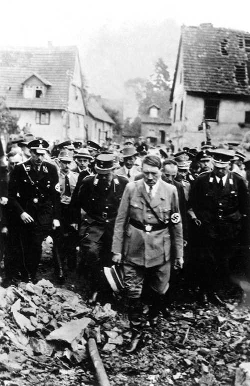 Hitler Inspects Bomb Damage in Germany