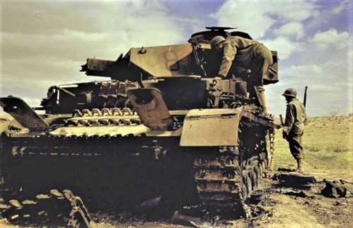 Wrecked German tank