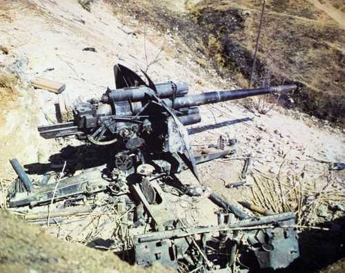 Wrecked German Flak 88 Gun