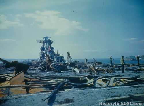 Battle damaged USS Franklin
