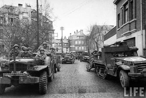 US soldiers and vehicles in Malmedy