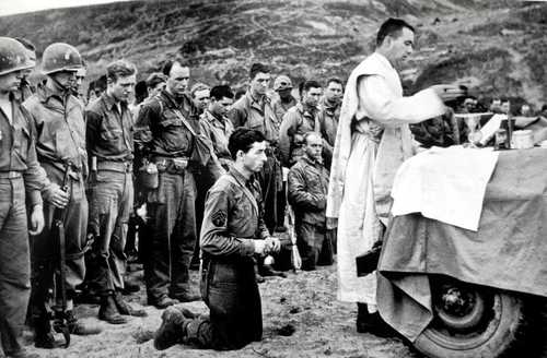 Servicemen at religious service