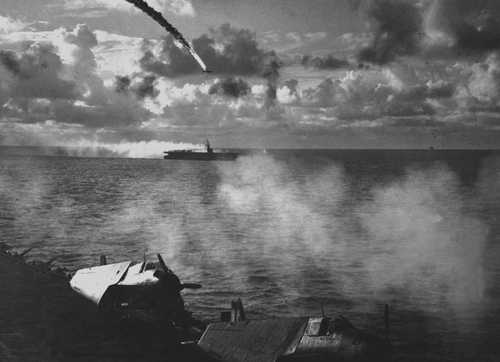 Japanese Plane Shot Down over USS Kitkun Bay