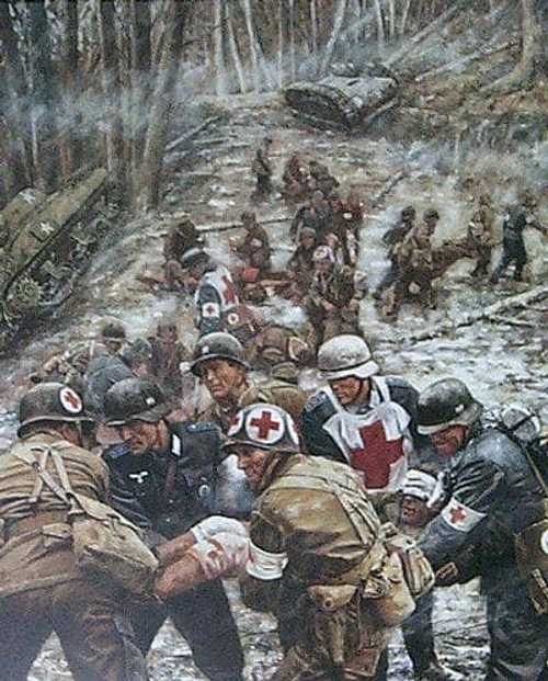 Helping the wounded and dying