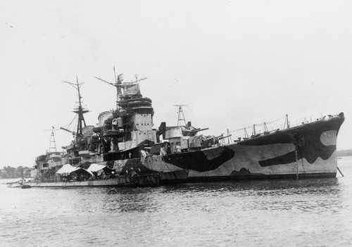 Japanese cruiser Myōkō amd two U-boats