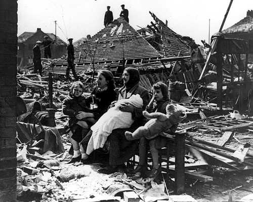 English small town after an air raid