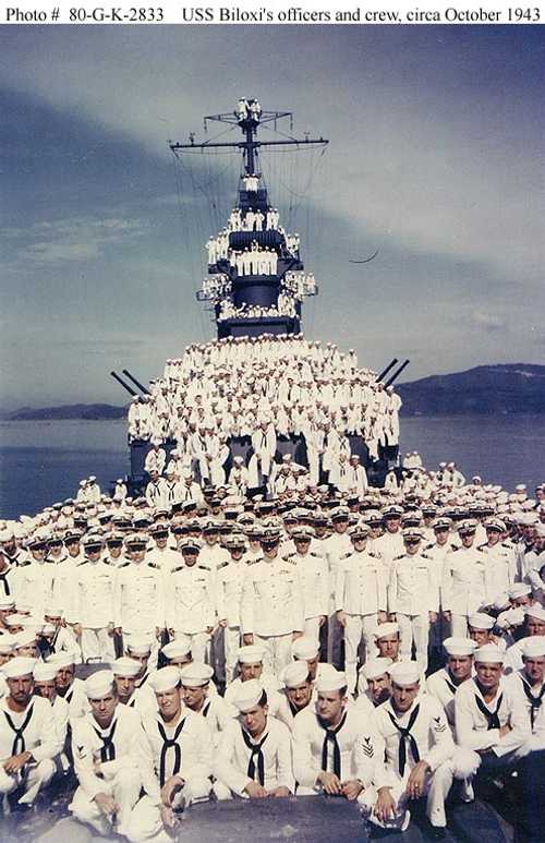 USS Biloxi's officers and crewe