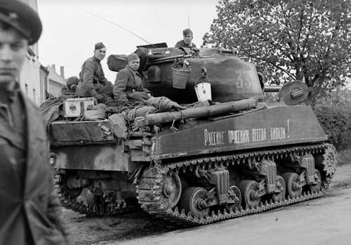 Soviet Sherman in the Czechia in 1945.