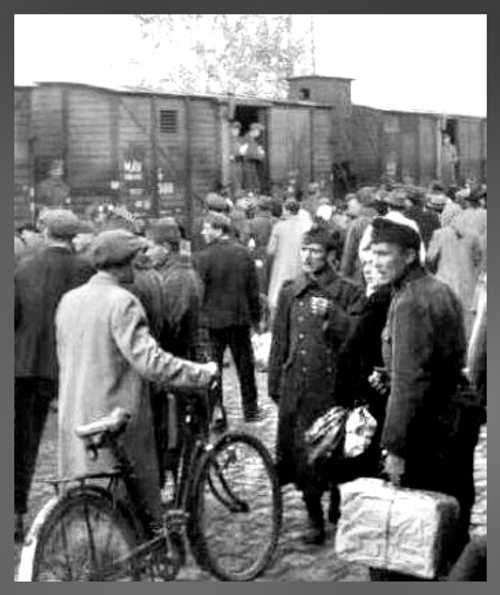 Troop Train Departure, Tata, Hungary, 1942