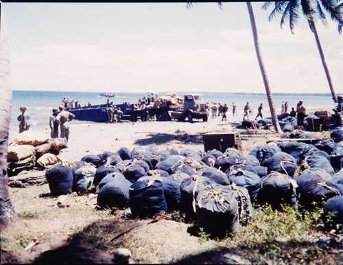 Unloading supplies on Guadalcanal