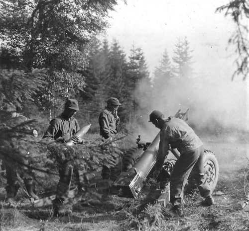 M3 Howitzer in action