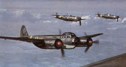 Ju-88 with Bf-109s i distance