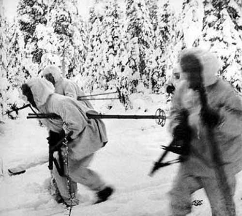 Ski patrol on foot