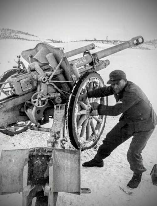 Field gun in the snow