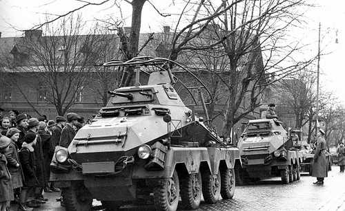 Armored cars in a Czech town