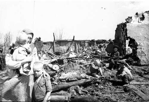 Destroyed village