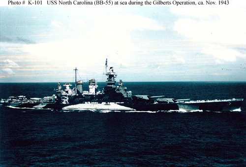 USS North Carolina (BB-55) at sea