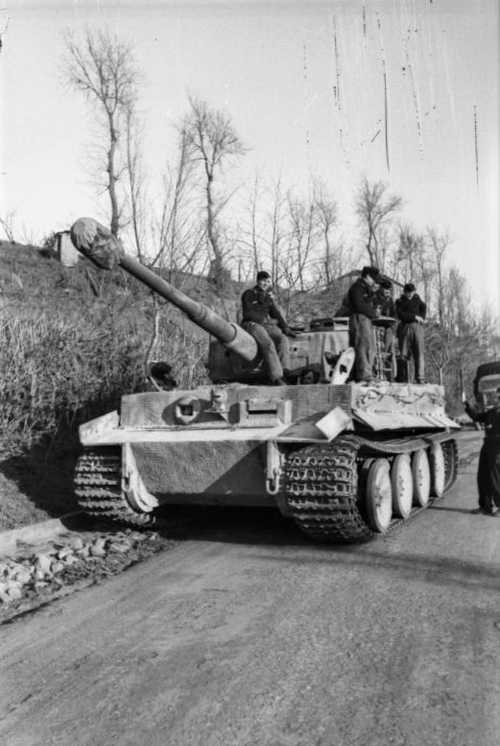 Heavy tank on the side of road