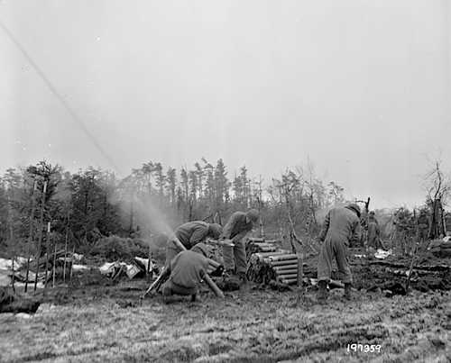 Mortar crew in action