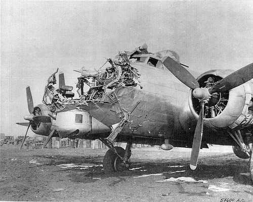 Damaged on bombing mission