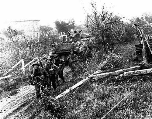 The Perth Regiment from Perth, Ontario advances up