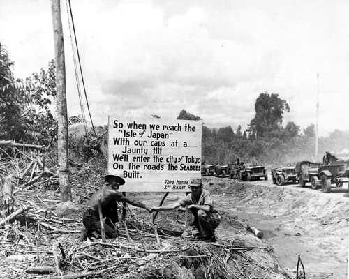 A Marine thanks a Seabee