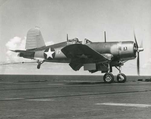 Corsair catches its tail hook