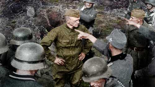Russian soldier faces without fear of his opponent